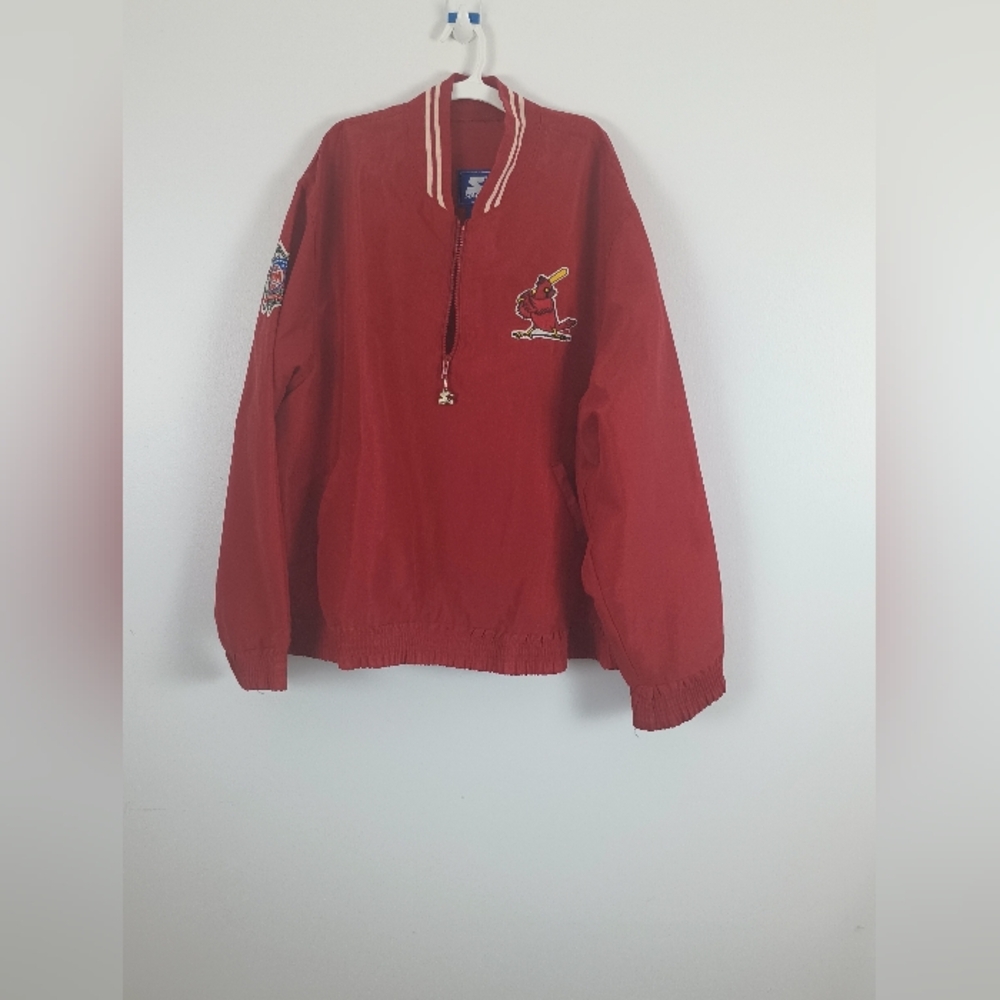 Vintage early 90s Starter Cardinals Pull Over Baseball Worm up Jacket Size XL